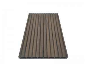 Traditional decking wpc hollow 8 square holes 250x25mm grooves surface flooring Bi-colour dark brown high qualityfor outdoor